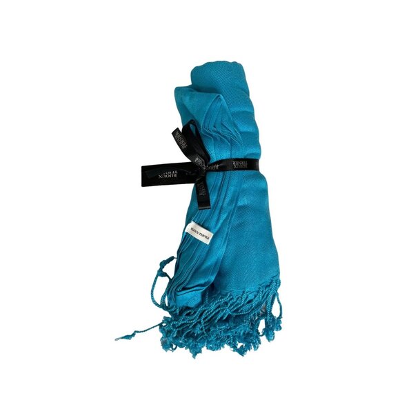 Bijoux Terner Womens Scarf Fringe OS Turquoise New - Picture 2 of 7